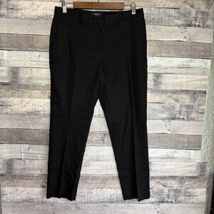 Theory Tailor Trouser C_ECO Linen Blend Pants Womens Size 6 Black Cropped